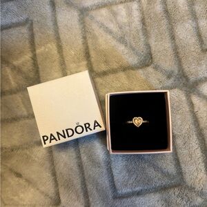 Pandora Gold Elegant Ring with Central Accent